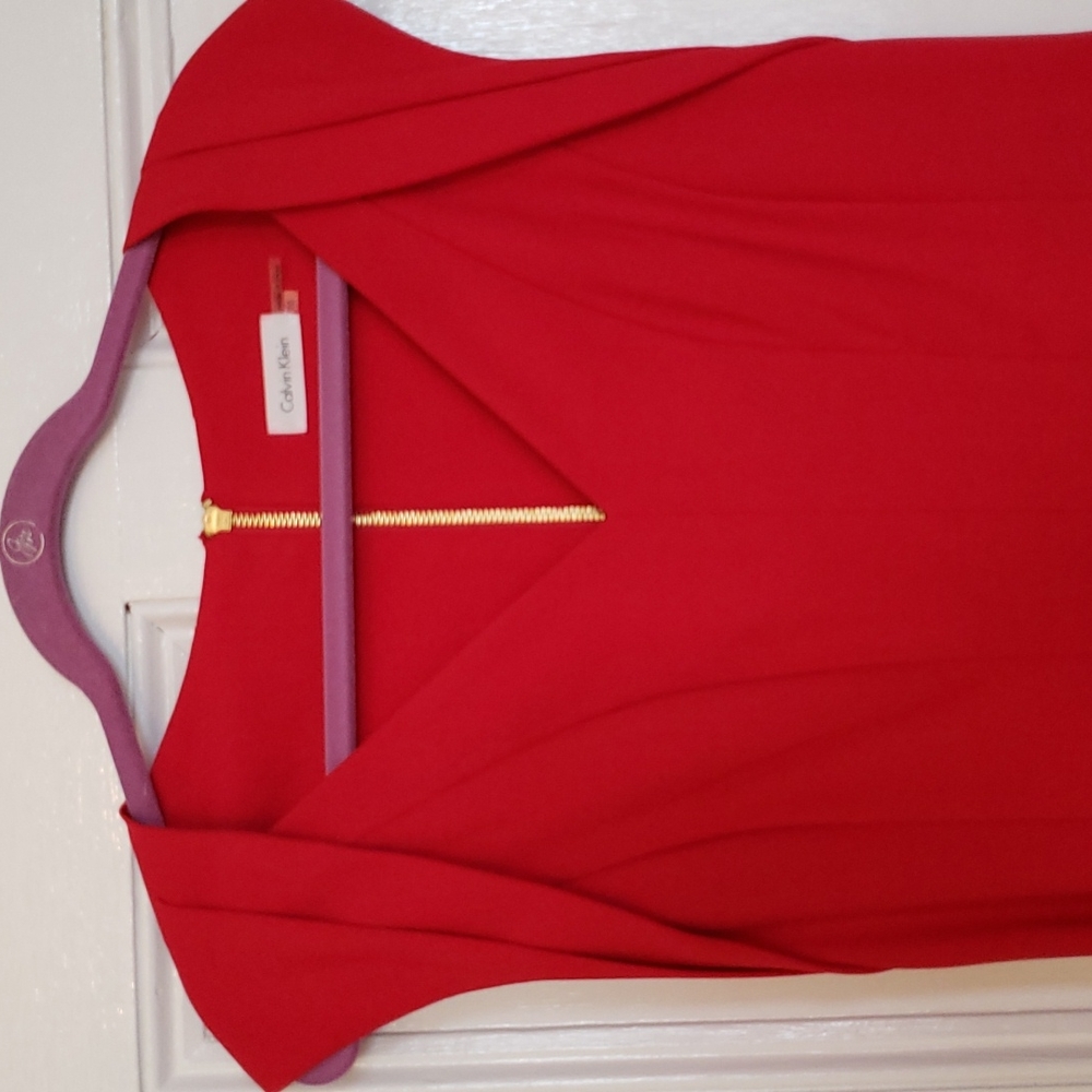 Red Calvin Klein swing dress